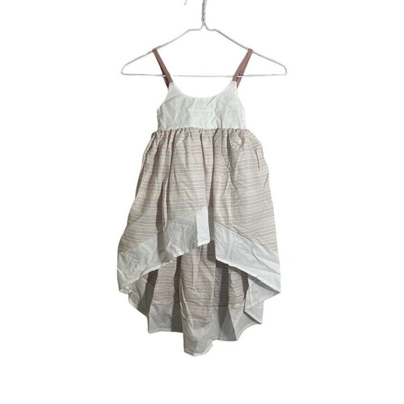 Pleiades Girl Dress Size 2T Tan Stripe White Tank Hi Low Summer Windsong Striped - Picture 1 of 12